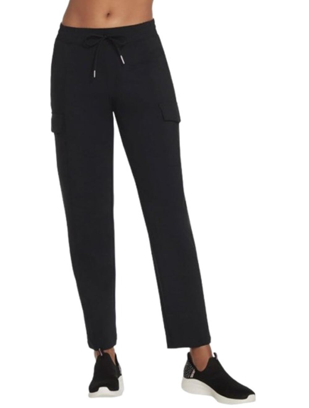 SKECHERS Women's Slip-in Cargo Casual Pants XS Bold Black Drawstring NWT